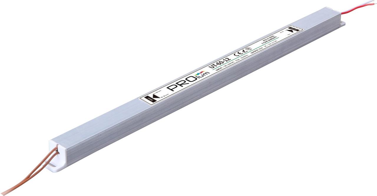 Блок живлення PROLUM Slim DC12V 60W 5А Series "UT" PRO імпульсний, напівгерметичний IP43