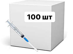 100 шт Шприц медичний 2 мл з голкою Medicare