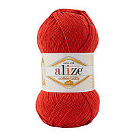 Alize COTTON BABY SOFT (Коттон Бейби Софт) № 104 красный (Пряжа хлопок с акрилом, нитки для вязания)