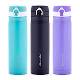 Термос-пляшка Kamille KM-2005B Блакитний 500мл Термос для прогулянок Термос із кришкою-поїлкою Стильний термос, фото 8