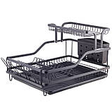 Сушарка для посуду Kamille 57,5х35х27,5 см з алюмінію з піддоном KM-0750, фото 5