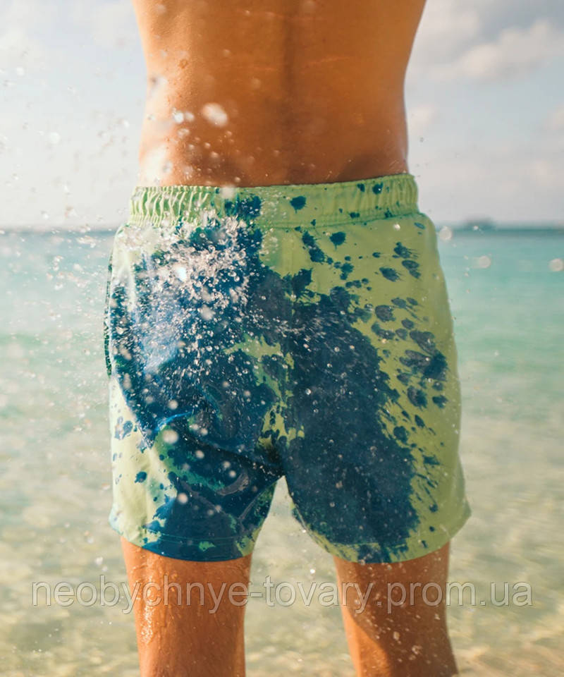 Шорты хамелеон для плавания, пляжные мужские спортивные меняющие цвет малиновый-синий размер S код 26-0014 - фото 7 - id-p1358189239
