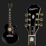 Електроакустична гітара EPIPHONE EJ-200SCE BK GOLD, фото 3