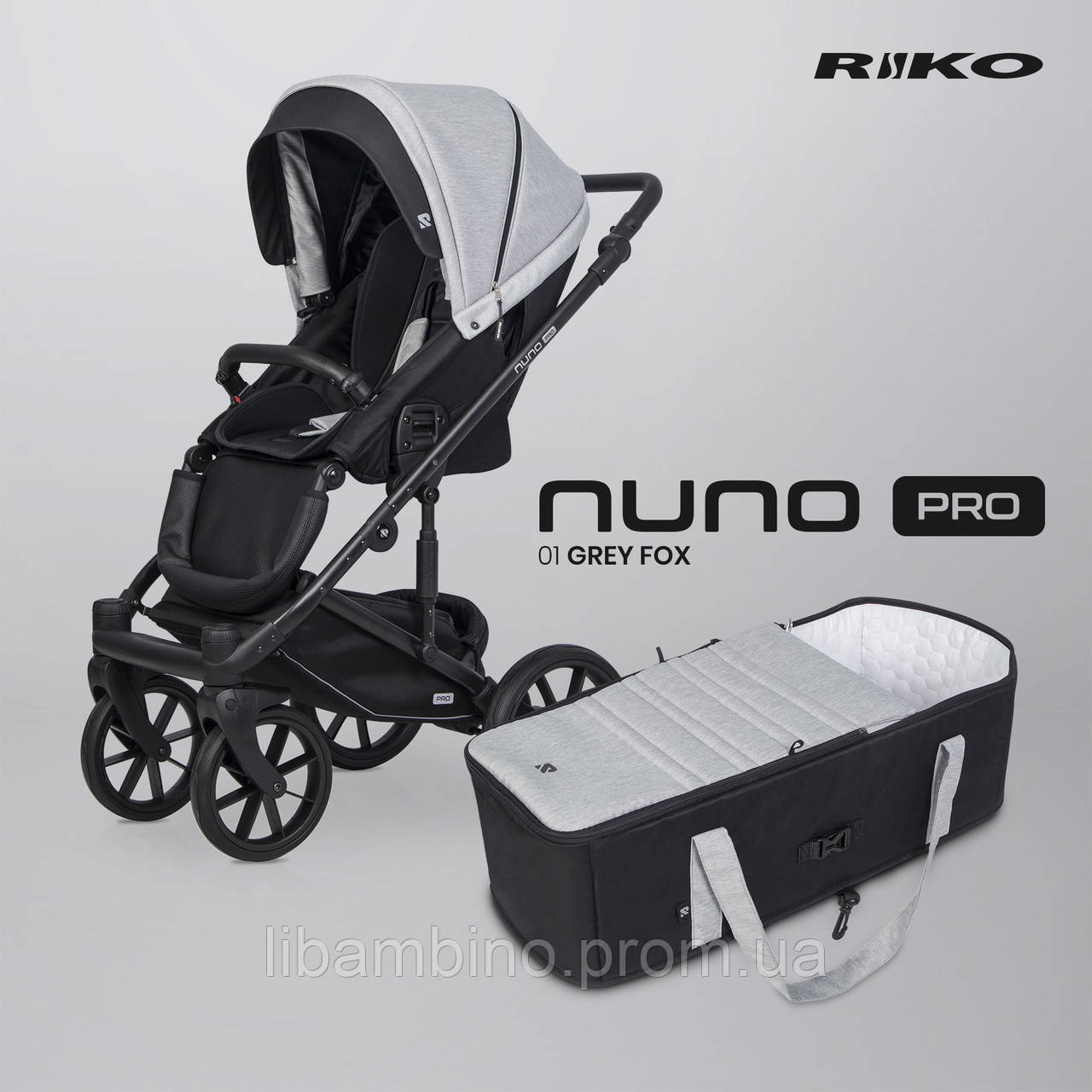 Детская универсальная прогулочная коляска 2 в 1 Riko Nuno PRO 01 Grey Fox - фото 6 - id-p1609595402