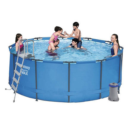 Каркасний басейн Bestway 15427-5, 366-133 см, (Фільтр-насос 3785 л/год, Драбинка, тент, підстилка), фото 1