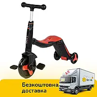 Детский трехколесный самокат 3 в 1 (самокат-беговел-велосипед) Best Scooter JT 28288 Черно-красный