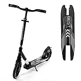Самокат двоколісний (колеса PU 230 та 215 мм) Best Scooter 41629 Чорний, фото 2
