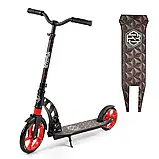 Самокат двоколісний (колеса PU 230 та 180 мм) Best Scooter 61711 Чорно-червоний, фото 2