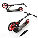 Самокат двоколісний (колеса PU 230 та 180 мм) Best Scooter 61711 Чорно-червоний, фото 3