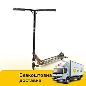 Дитячий трюковий самокат (пеги, алюміній, колеса PU 110 мм) Best Scooter BS-77350 Чорний з малюнком