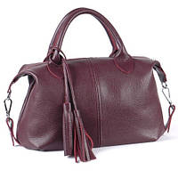 Стильна шкіряна жіноча сумка Барселона виноградна(бордо)