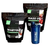 Оптимальний Комплект для набору М'язової Маси: 2 кг Протеїн + 2,5 кг Масс-Гейнер + Шейкер