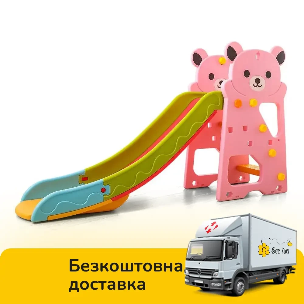 Дитяча пластикова гірка "Ведмедик" Toti T-40502 Рожева, фото 1