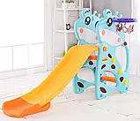 Дитяча пластикова гірка з баскетбольним кільцем Жираф Toti F-67802 Блакитна, фото 2