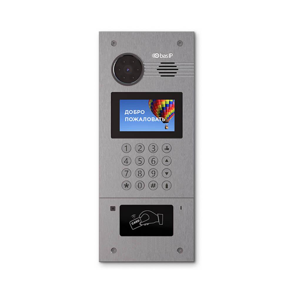 Багатоабонентська гібридна IP панель виклику Bas-IP AA-07HB з підтримкою координатно-матричних систем домофонів, зі зчитувачем, фото 1