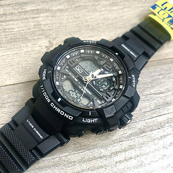 Водонепроникний протиударний годинник чоловічий наручний з підсвіткою Q&Q 10 АТМ Оригінал