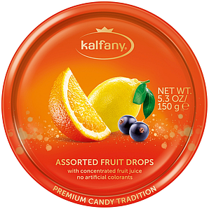 Льодяники в банку Kalfany Assorted Fruit Candies фруктові, 150г 10 шт/ящ