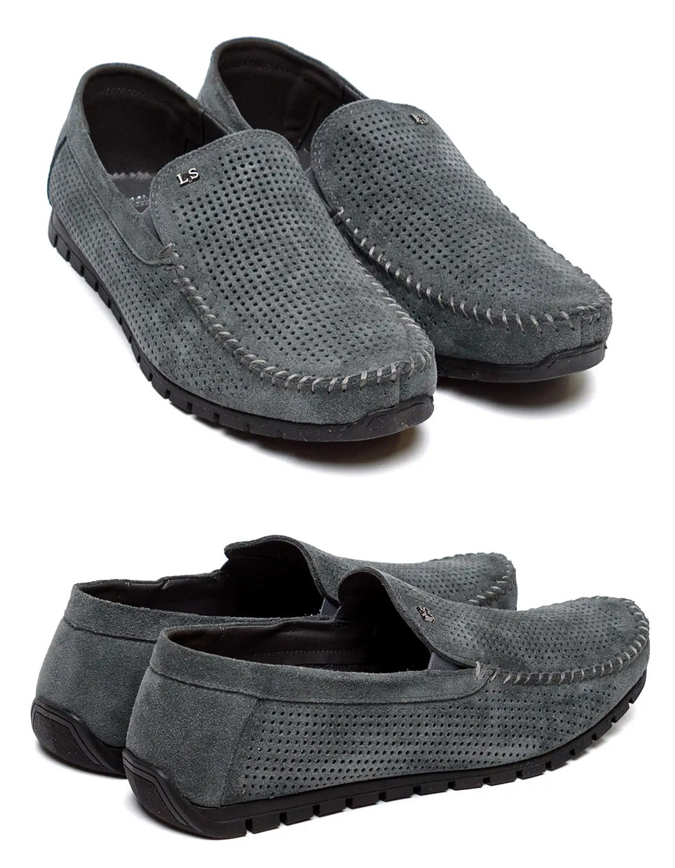 Чоловічі літні шкіряні кеди Legges Graphite перфорація, черевики, кеди повсякденні. Чоловіче взуття, фото 1