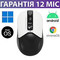 Беспроводная мышка A4Tech Fstyler FB12 Bluetooth (блютуз) черно-белая, мышь для ПК/ноутбука/телефона/планшета