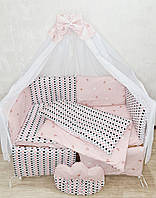 Набор постельного белья в детскую кроватку с балдахином - Бортики ( защита в кроватку) для младенца