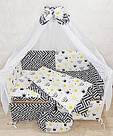 Набор постельного белья в детскую кроватку с балдахином - Бортики ( защита в кроватку) для младенца