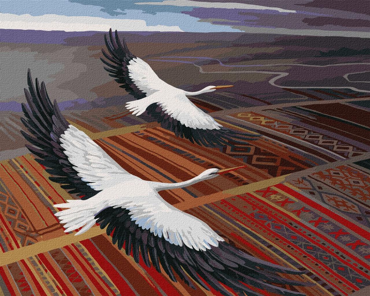 Картина по номерам лелека KHO4325 Над родной землей ©Олег Шупляк, 40 х 50 см Ідейка птахи melmil