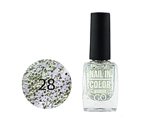 Лак для нігтів Go Active Nail in Color 028 золотисто-салатовий з срібними блискітками, 10 мл