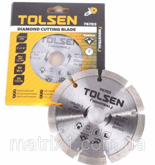 Диск алмазний сегментний 125 × 22.2 мм Tolsen 76703, фото 1