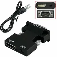 Конвертер HDMI to VGA с аудио, с HDMI на VGA OUT Black с звуком