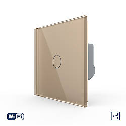 Розумний сенсорний Wi-Fi прохідний вимикач 1 сенсор Livolo Livolo золотое скло (VL-C7FC1SNY-2G-AP)