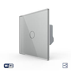 Розумний сенсорний Wi-Fi прохідний вимикач 1 сенсор Livolo сіре скло (VL-C7FC1SNY-2G-IP)