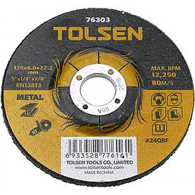 Диск шліфувальний для металу 125х6.0х22.2мм TOLSEN