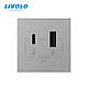 Механізм розетка USB-A і USB-C 36W Livolo сірий (VL-FCUA18W.UC18W-2IP), фото 3