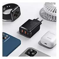 Адаптер питания для телефона Baseus CCXJ-E01 Black Compact Quick Charger 30W QC+ PD (1Type-C + 2USB)