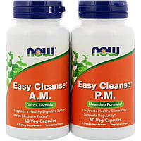 Детокс Очищение Организма, Easy Cleanse, Now Foods, 2 бутылки по 60 капсул