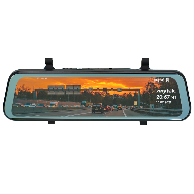 Відеореєстратор-дзеркало 9.66" Car Anytek T11+ Full HD 60 к/сек карта пам'яті ADAS камера заднього виду