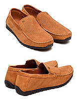 Чоловічі літні шкіряні кеди Legges Canary перфорація, коньяк, кеди повсякденні. Чоловіче взуття