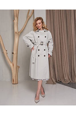 Жіночий тренч світло-сірого кольору 10153 (2000000073132)
