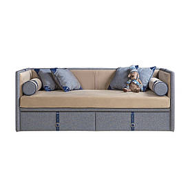 Підлітковий дитячий диван розкладний ліжко MeBelle NUAGE з матрацом 90х190, беж, синій, блакитний велюр