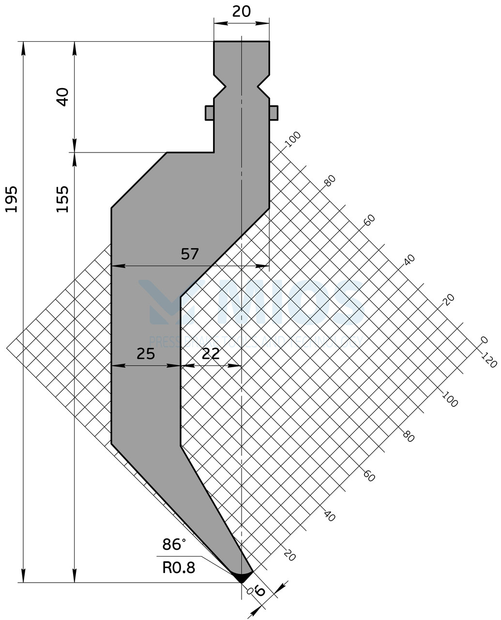 Пуансон P.302.86.H (500мм.)