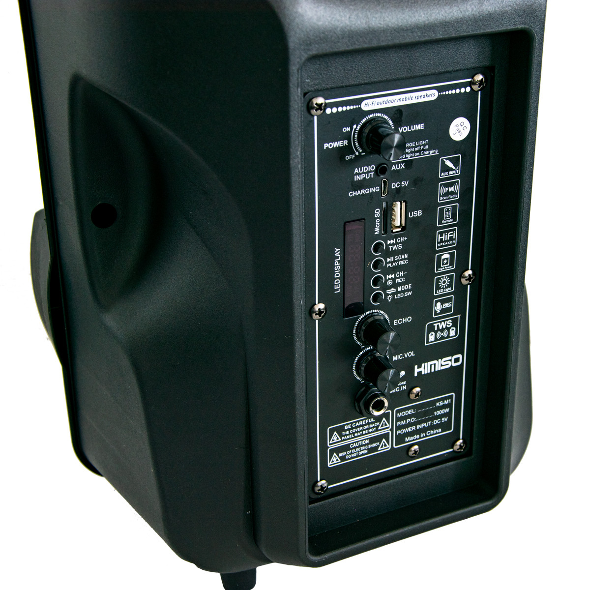 Музыкальная колонка блютуз Kimiso KS-M1 FM Черная колонка с подсветкой и микрофоном, Hi-Fi радио колонка (NS) - фото 4 - id-p1609908302