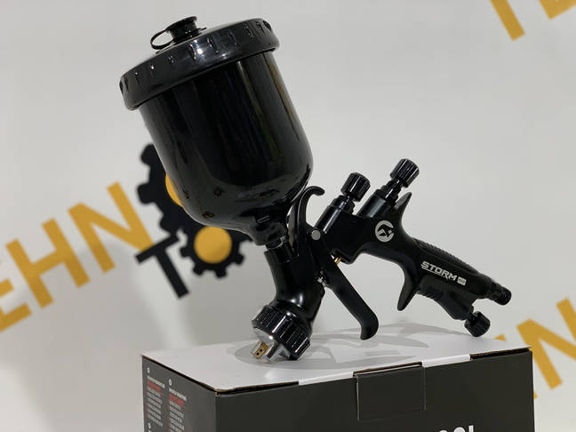 Фарбопульт пневматичний STORM INTERTOOL HVLP BLACK M-DIAMOND PT-0163 форсунка 1.3 мм, фото 4