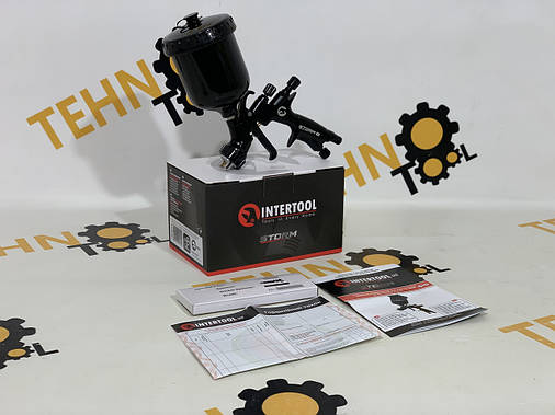 Фарбопульт пневматичний STORM INTERTOOL HVLP BLACK M-DIAMOND PT-0163 форсунка 1.3 мм, фото 1