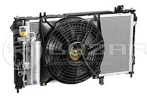 Радіатор охолодження ВАЗ 2190, 2192 Гранту (радіатор кондиціонера+вентилятори) МКПП А/С (LRK 0192) ЛУЗАР