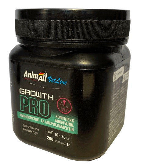AnimAll VetLine Growth PRO для відновлення і підтримки імунітету середніх порід собак 200 таб х 1 г, фото 1