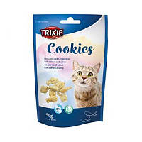 Лакомство печенье для котов TRIXIE Cookies с лососем и кошачьей мятой 50 гр