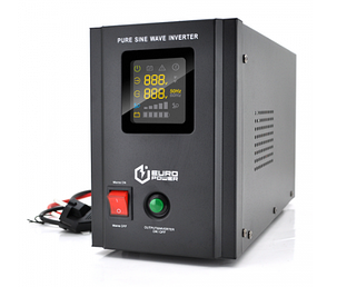 Інвертор автономний ДБЖ із чистою синусоїдою Europower PSW-EPB 800/480 Вт 5/10А настінний під АКБ 12 В, фото 1
