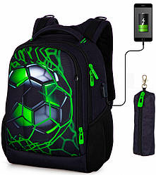 Рюкзак шкільний ортопедичний для хлопчика підлітковий 5-11 клас чорний SkyName 57-32