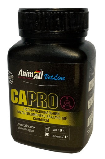 AnimAll VetLine Ca PRO При брак вітамінів, макро і мікроелементів для малих порід собак 90 таб х 1 г, фото 1