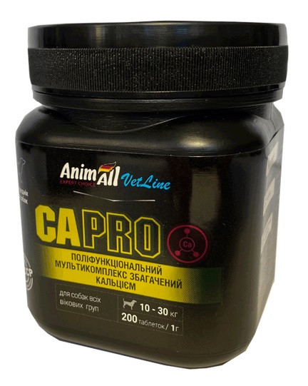 AnimAll VetLine Ca PRO При брак вітамінів, макро і мікроелементів для середніх порід собак 200 таб х 1 г, фото 1